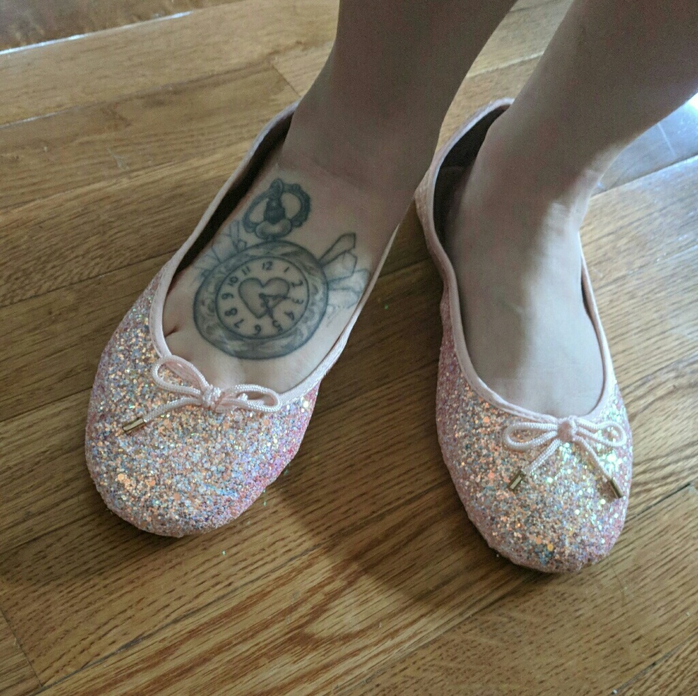 Pink glitter flats
